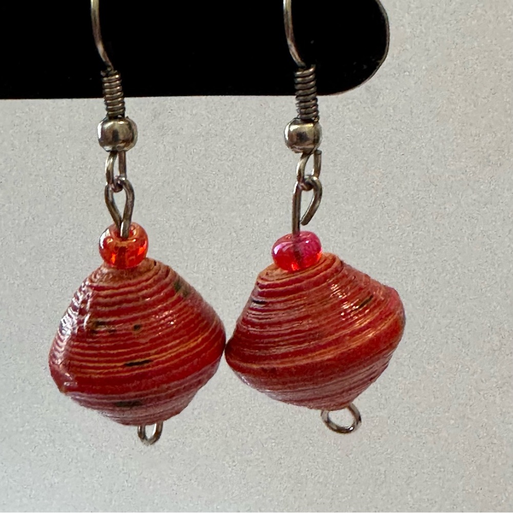 NWOT Ugandan Handmade Paper Bead Earrings